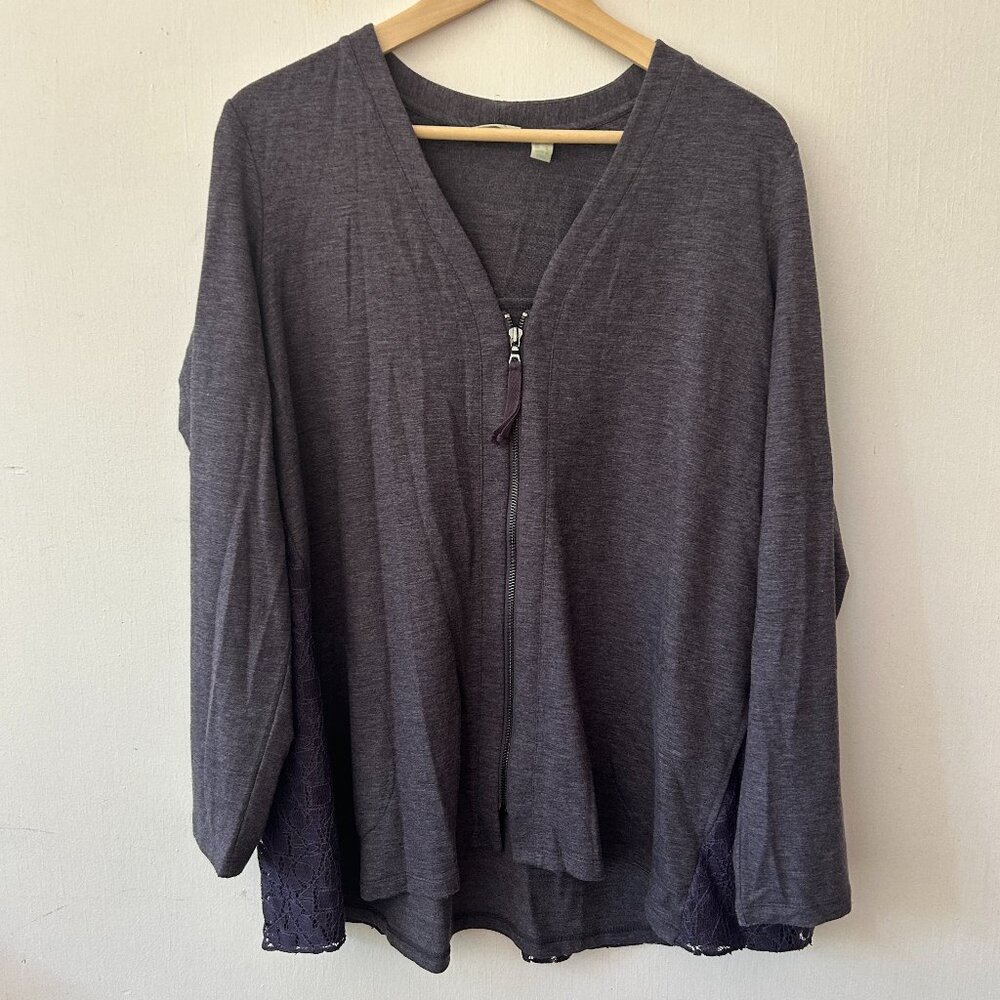 Logo Lounge Lori Goldstein Sweatshirt Jacket Womens Large Purple Lace Whimsigoth